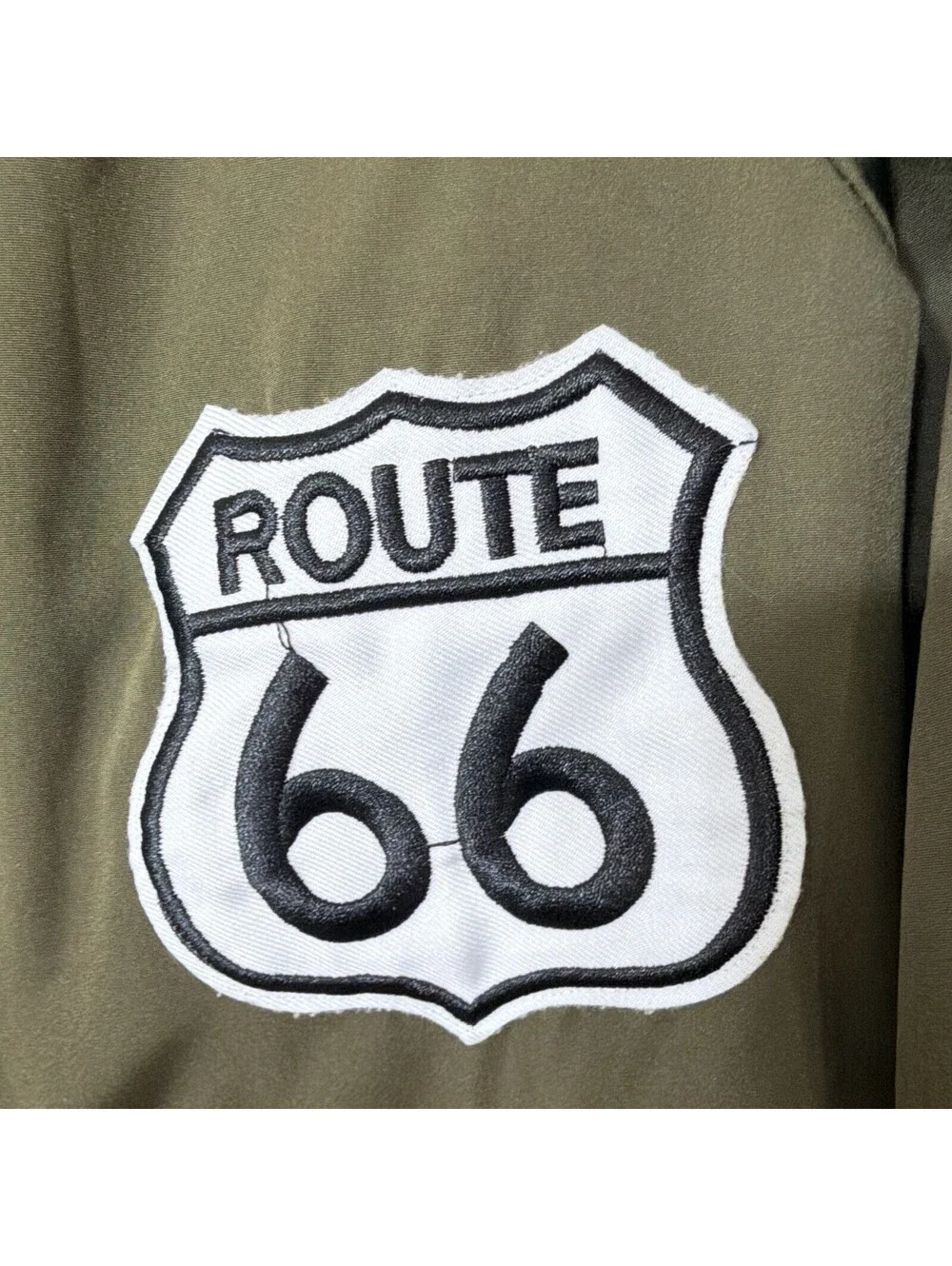 Casting Girls S Green Satin Bomber Jacket Full Zip Pockets Route 66 Butterfly